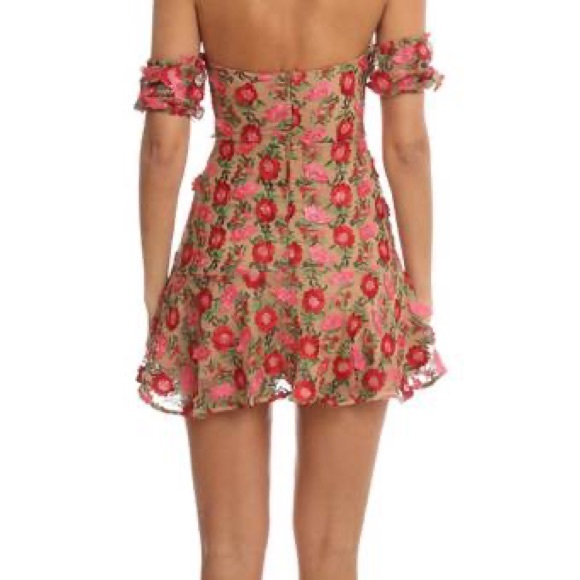 For Love & Lemons Amelia Off-Shoulder Mini dress Size XS Floral Embroidery - Picture 4 of 7